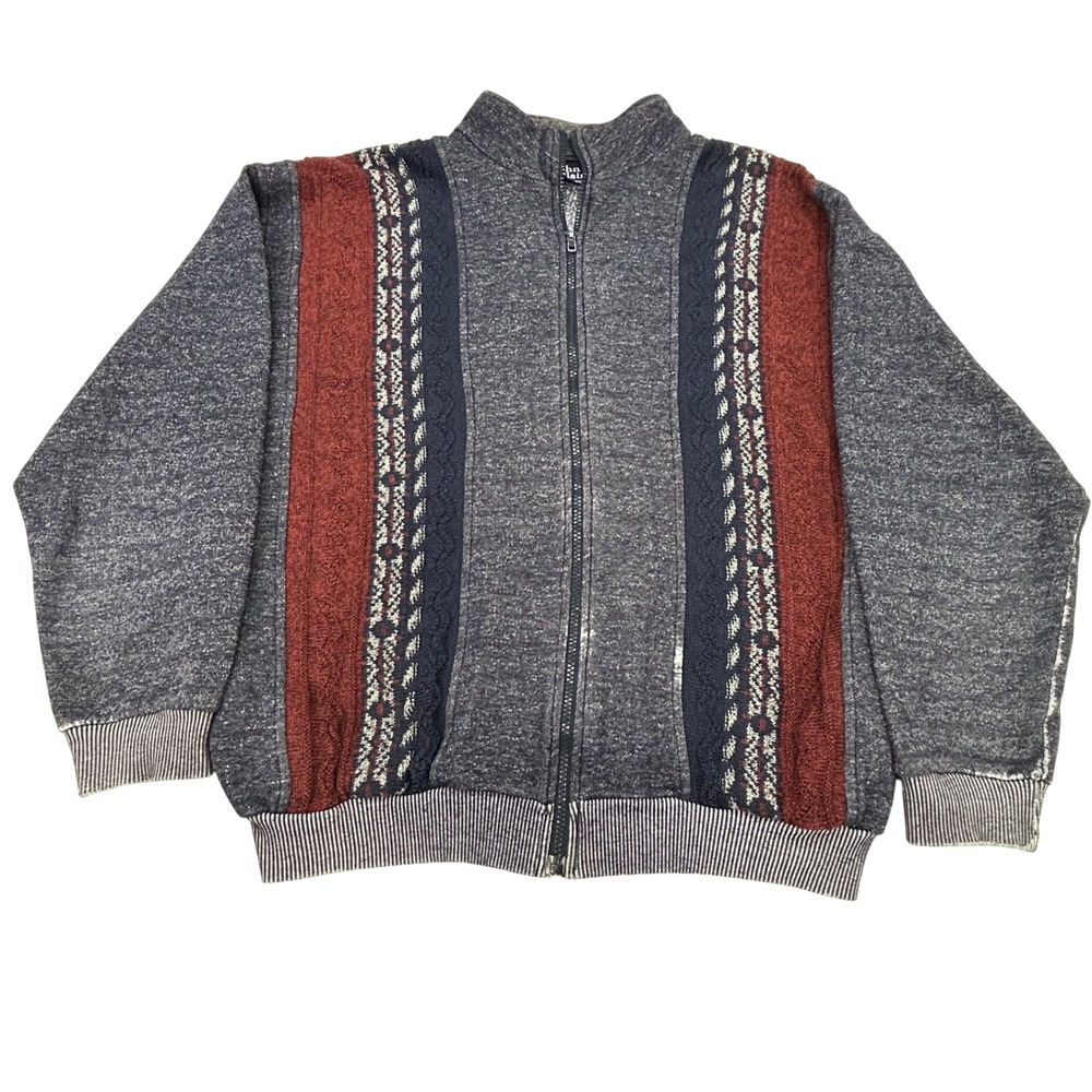 Vintage John Blair Sweater Jacket Mens Medium 90s‎ Y2K Grandpa Dadcore Zip Up